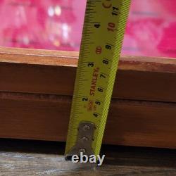 Lighter Collectors Case Wood Display Plastic Lid 17 Compartment Insert 22 X 10.5