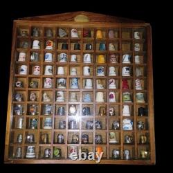 Lillian Vernon THIMBLE WOOD Display CASE SLIDING PLEXIGLASS COVER INCLUDES 98