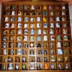 Lillian Vernon THIMBLE WOOD Display CASE SLIDING PLEXIGLASS COVER INCLUDES 98