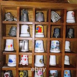 Lillian Vernon THIMBLE WOOD Display CASE SLIDING PLEXIGLASS COVER INCLUDES 98