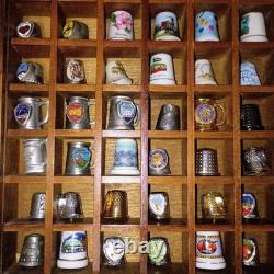 Lillian Vernon THIMBLE WOOD Display CASE SLIDING PLEXIGLASS COVER INCLUDES 98
