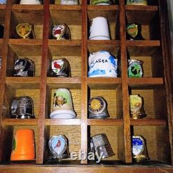 Lillian Vernon THIMBLE WOOD Display CASE SLIDING PLEXIGLASS COVER INCLUDES 98