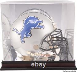 Lions Mahogany Helmet Logo Display Case & Mirror Back