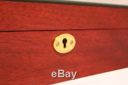 Lockable 24 Watch Cherry Storage Rosewood Display Chest Box Wooden Case Cabinet