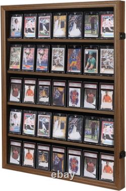 Lockable 35-Card Display Case for Sports Cards UV Protection Acrylic, Walnut