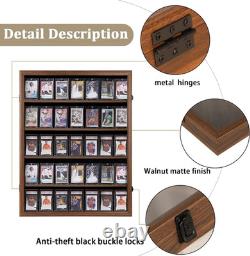 Lockable 35-Card Display Case for Sports Cards UV Protection Acrylic, Walnut