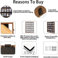 Lockable 35-Card Display Case for Sports Cards UV Protection Acrylic, Walnut