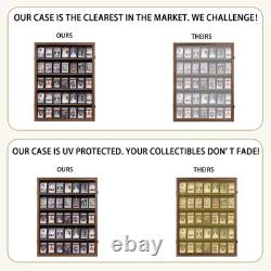 Lockable 35-Card Display Case for Sports Cards UV Protection Acrylic, Walnut