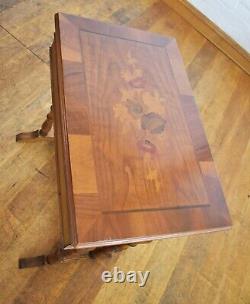 Lockable Inlaid sewing table collectors display case side table