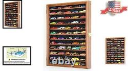 Lockable Solid Beech Wood Diecast Display Cabinet UV-Protected Holds 60 Cars