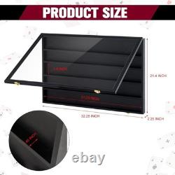 Lockable Wall-Mount Card Display Case for 60 Decks UV Protected Black Frame