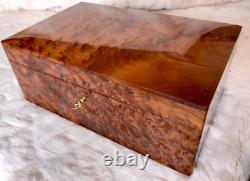 Lockable thuja burl wooden jewelry box holder with key, Decorative Box, keepsake