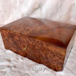 Lockable thuja burl wooden jewelry box holder with key, Decorative Box, keepsake