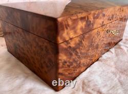 Lockable thuja burl wooden jewelry box holder with key, Decorative Box, keepsake