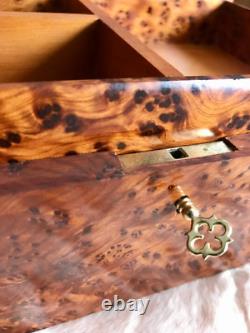 Lockable thuja burl wooden jewelry box holder with key, Decorative Box, keepsake