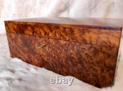 Lockable thuja burl wooden jewelry box holder with key, Decorative Box, keepsake