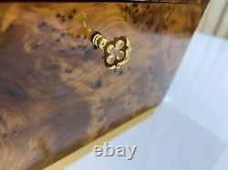Lockable thuja burl wooden jewelry box holder with key Decorative Box organizer