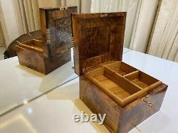 Lockable thuja burl wooden jewelry box holder with key Decorative Box organizer