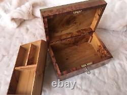 Lockable thuja burl wooden jewelry box organizer with key, jewelry Moroccan Box