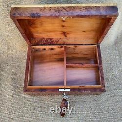 Lockable thuja burl wooden jewelry box organizer with key, keepsake, Gift, Wedding