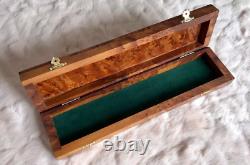 Long Lockable Thuja Jewelry Wooden Box, Green Leather Packaging, Jewelry Organizer