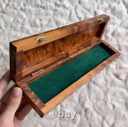 Long Lockable Thuja Jewelry Wooden Box, Green Leather Packaging, Jewelry Organizer