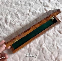 Long Lockable Thuja Jewelry Wooden Box, Green Leather Packaging, Jewelry Organizer