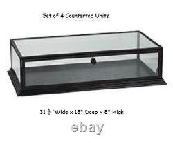 Lot of 4 Countertop Wood Displays Case Clear View Top 31 ¾ W x 18 x 8 Locking