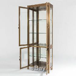 Luxe Antique Style Apothecary Cabinet Display Case Wood Brass Vitrine Lighted