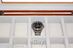 Luxury 10 Wrist Watch Jewellery Wood Glass Display Storage Wooden Case Box