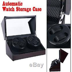 Luxury Automatic Rotation Wood Watch Winder Gift Storage 4+0 Display Case Box US