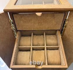 Luxury Beige Burlwood High Gloss Watch/Jewelry Box 10L X 16H