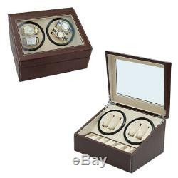 Luxury Leather Watch Winder Storage Auto Display Box 4+6 Automatic Case