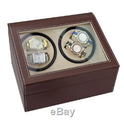 Luxury PU Leather Automatic 4+6 Watch Winder Rotator Storage Case Display Box