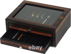 Luxury Stackable Wooden Pen Display Case with Drawer and Glass Window