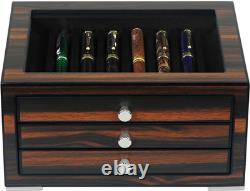 Luxury Stackable Wooden Pen Display Case with Drawer and Glass Window
