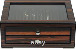 Luxury Stackable Wooden Pen Display Case with Drawer and Glass Window