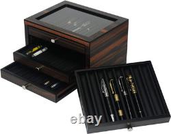 Luxury Stackable Wooden Pen Display Case with Drawer and Glass Window Luxury Stackable Wooden Pen Display Case with Drawer and Glass Window