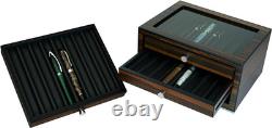 Luxury Stackable Wooden Pen Display Case with Drawer and Glass Window