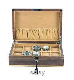 Luxury Walnut 10 Wrist Watch Jewellery Solid Wood Display Storage Case Box