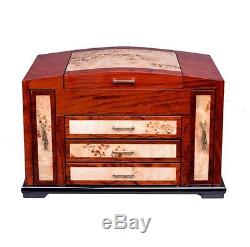 Luxury Wooden Jewelry Case Storage Box Necklace Bracelet Ring Organizer Display