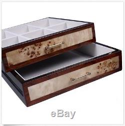 Luxury Wooden Jewelry Case Storage Box Necklace Bracelet Ring Organizer Display