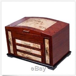 Luxury Wooden Jewelry Case Storage Box Necklace Bracelet Ring Organizer Display