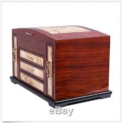 Luxury Wooden Jewelry Case Storage Box Necklace Bracelet Ring Organizer Display