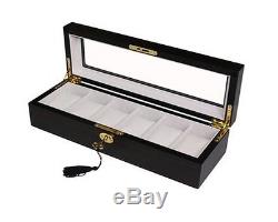 Luxury ebony wooden watch case watches storage Box jewellery display organiser
