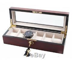 Luxury wood watch box cherry storage case jewellery display organiser australia