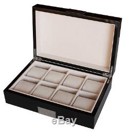 Luxury wooden watch box display case black executive series for large watches
