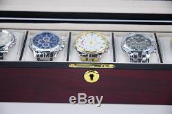 Luxury wooden watch box matt Bubinga storage case wristwatch display holder