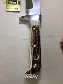 MINT 1973 Vintage PUMA 6376 BIG BOWIE Knife & Leather Sheath Wood Display Case