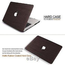 MacBook Pro 13 inch with Retina Display Case, iDOO Dark Wood Pattern Print Hard